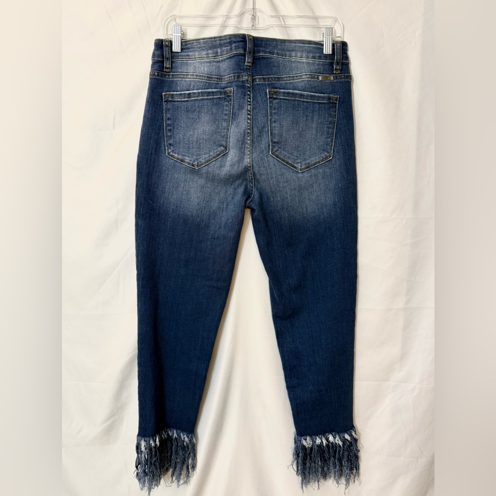 KanCan Ankle Length Distressed High Rise Skinny Jeans With Raw Frayed Hem Sz 13 - Picture 7 of 13